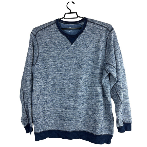 Tommy Bahama Crew Neck Sweatshirt Style Sporty Marled Indigo Sky Blue Men's XXL - Picture 2 of 7